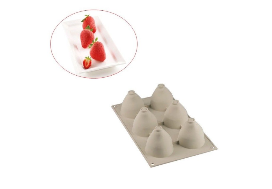 Stampo multiporzione 6 Fragole e panna 3D silicone Silikomart mousse torta